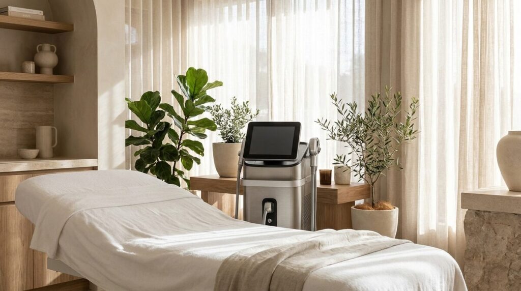 Косметолог проводит процедуру по уходу за кожей в Москве