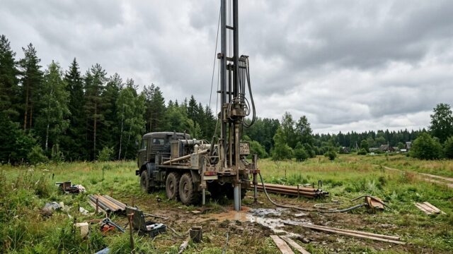 Буровая установка на загородном участке