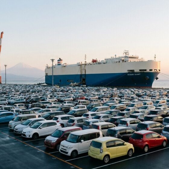 Японские автомобили на палубе автовоза