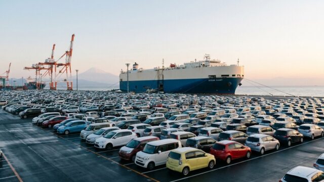 Японские автомобили на палубе автовоза