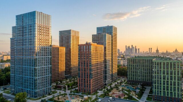 Новостройки Москвы на фоне неба